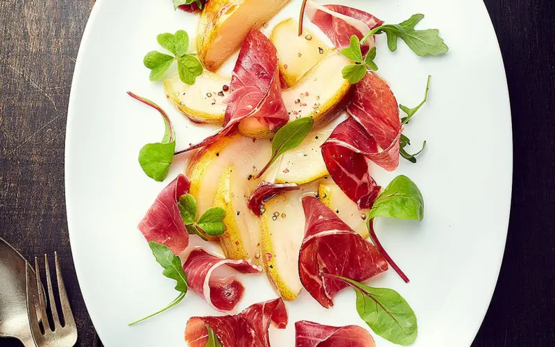 salade de poires & jambon pata negra salade de poires & jambon pata negra