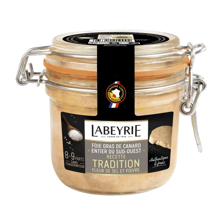 Foie gras de canard entier du Sud-Ouest Grande Tradition fleur de sel et poivre