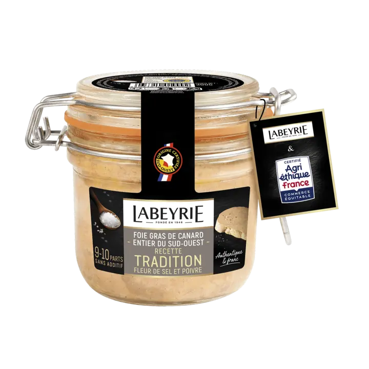 Foie gras de canard entier du Sud-Ouest Grande Tradition fleur de sel et poivre