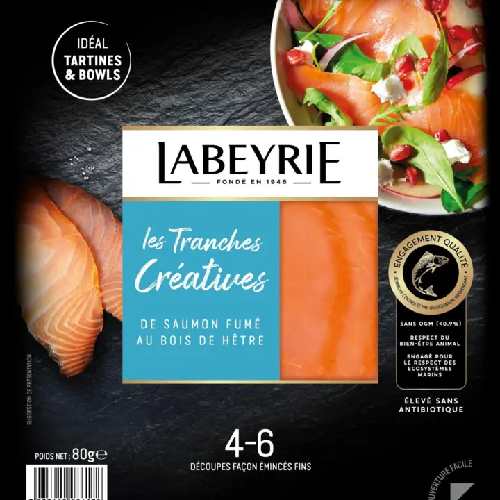 Les tranches créatives de saumon fumé Nature